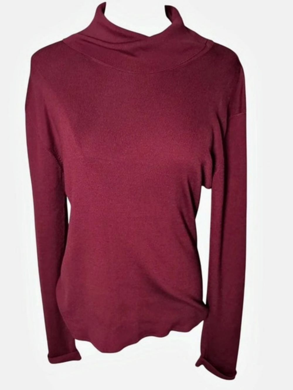 Neiman Marcus Exclusive Silk Lycra Burgundy Cowl Neck Sweater Size Large